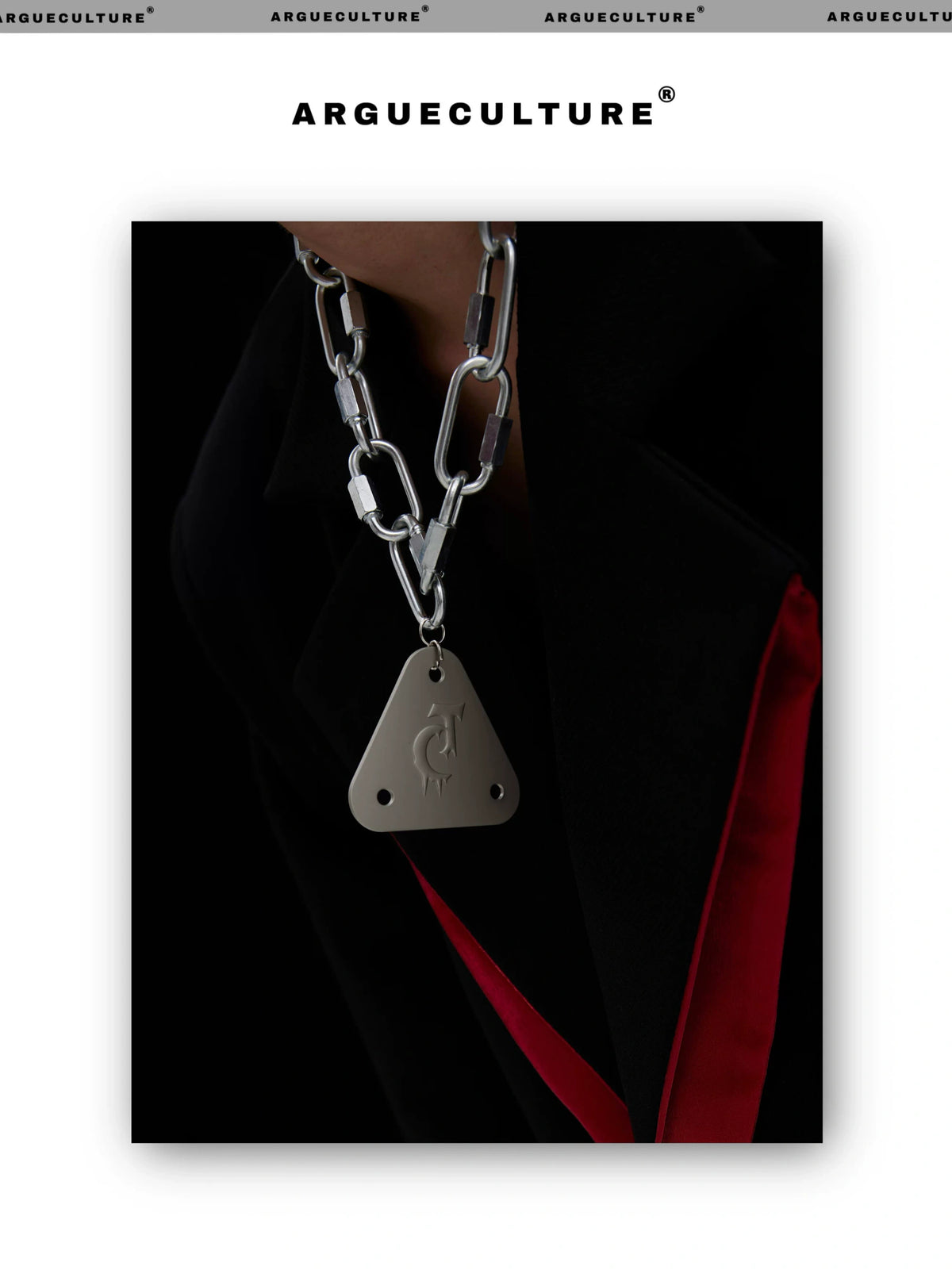 Silver Triangle Pendant Chain Necklace with Lock Clasp - detail image 6