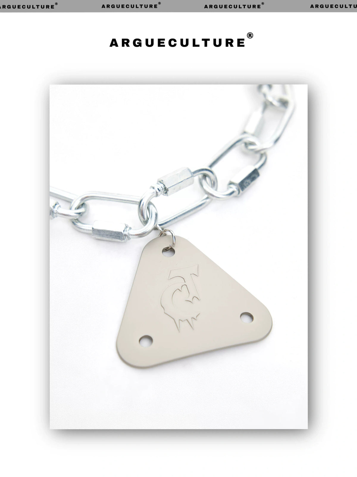 Silver Triangle Pendant Chain Necklace with Lock Clasp - detail image 2