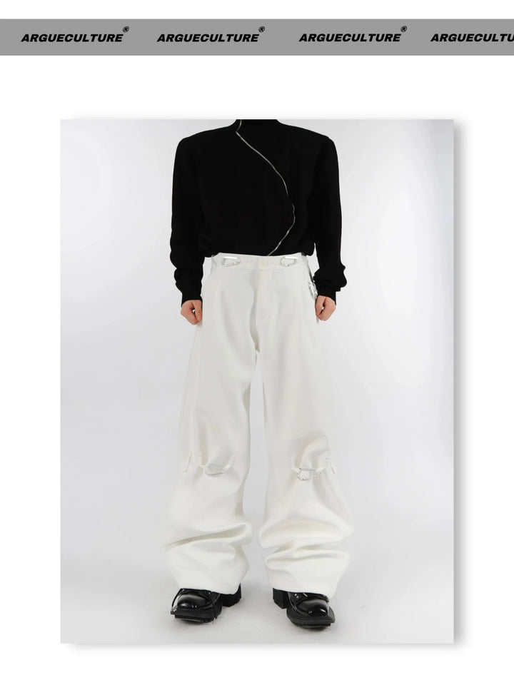 Simplicity Casual Trousers with Metal Carabiner Clasp Design - ArguE CulturE