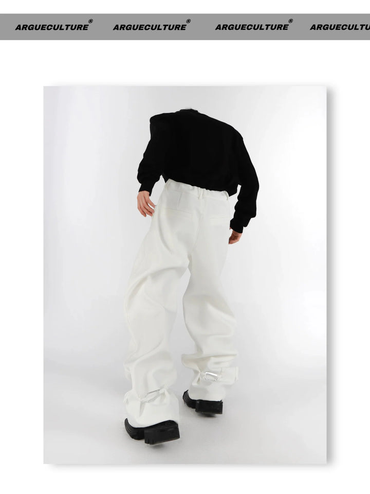 Simplicity Casual Trousers with Metal Carabiner Clasp Design - ArguE CulturE