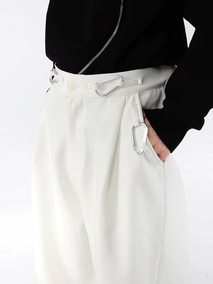 Simplicity Casual Trousers with Metal Carabiner Clasp Design - ArguE CulturE