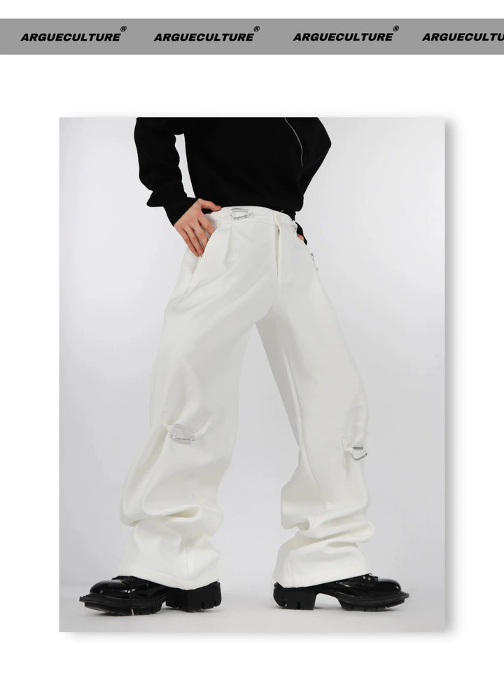 Simplicity Casual Trousers with Metal Carabiner Clasp Design - ArguE CulturE