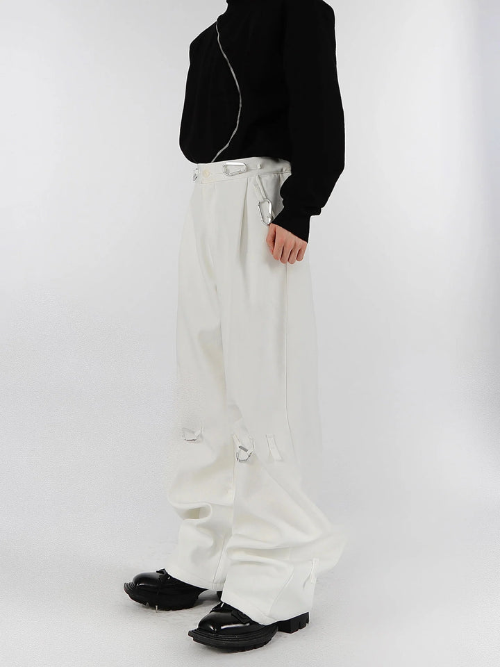 Simplicity Casual Trousers with Metal Carabiner Clasp Design - ArguE CulturE