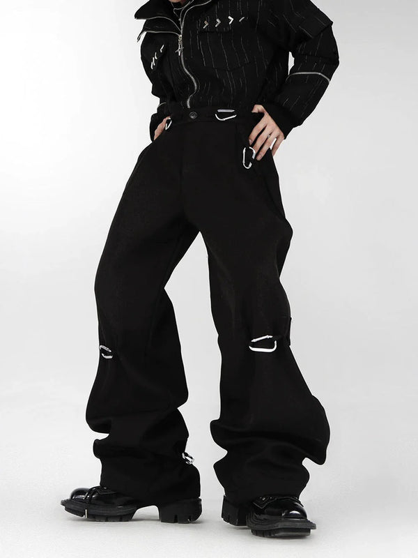 Simplicity Casual Trousers with Metal Carabiner Clasp Design - ArguE CulturE