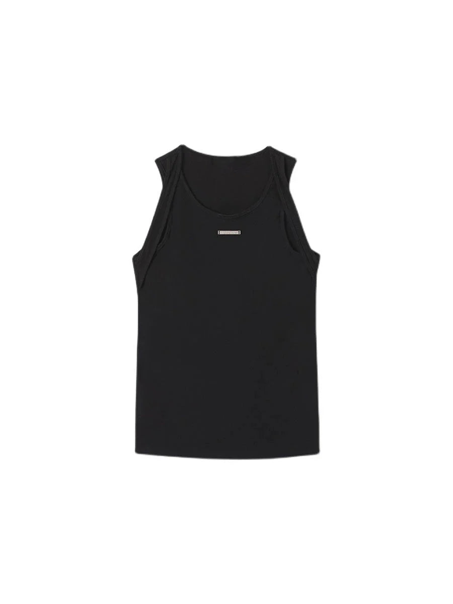 Sleek Slim - Fit Tank Top with Double - Layer Strap & Metallic Accents - ArguE CulturE