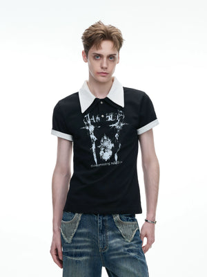 Slim Cotton Piqué Polo Shirt with Double Contrast Collar - main image 1