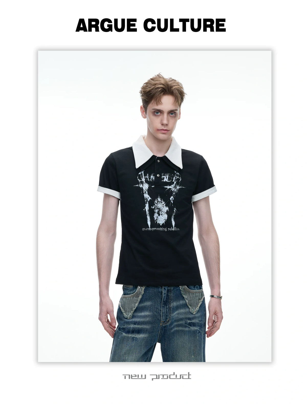 Slim Cotton Piqué Polo Shirt with Double Contrast Collar - detail image 11