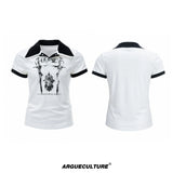 Slim Cotton Piqué Polo Shirt with Double Contrast Collar - White