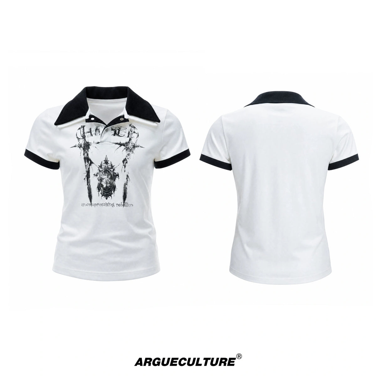 Slim Cotton Piqué Polo Shirt with Double Contrast Collar - White