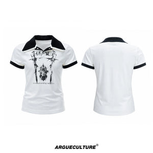 Slim Cotton Piqué Polo Shirt with Double Contrast Collar - White