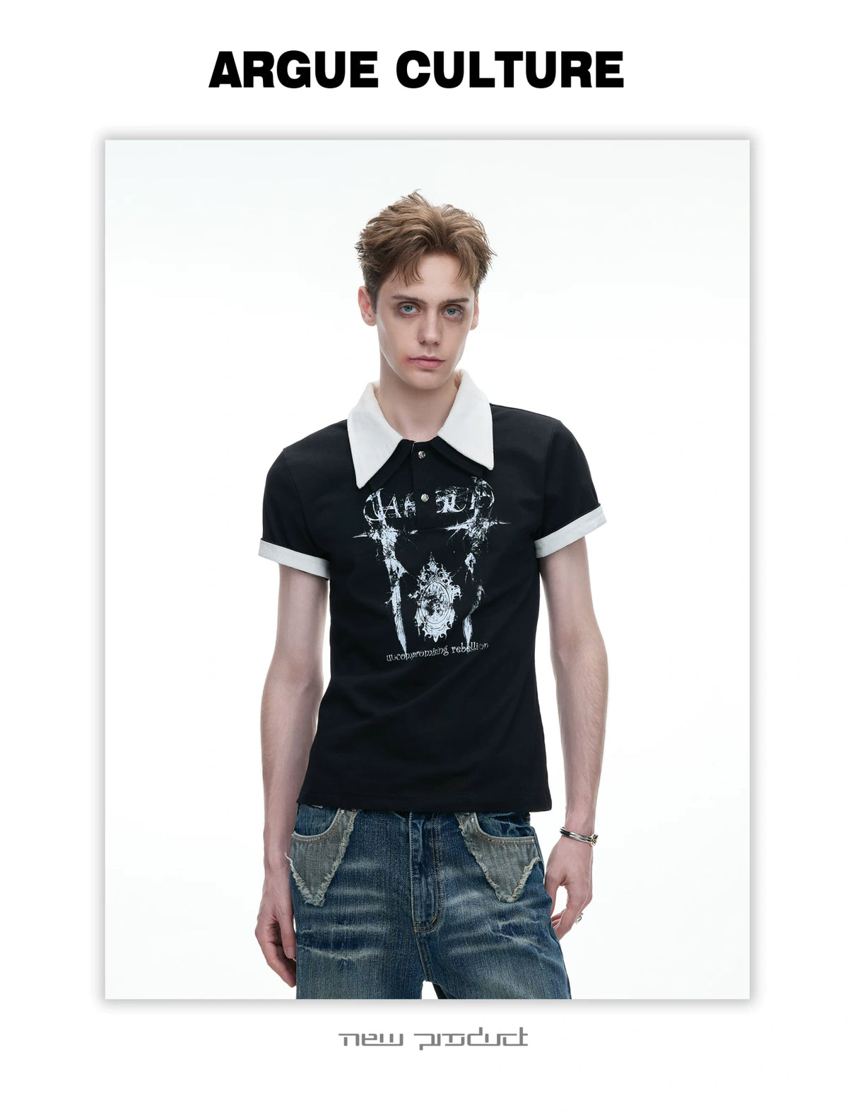 Slim Cotton Piqué Polo Shirt with Double Contrast Collar - detail image 3