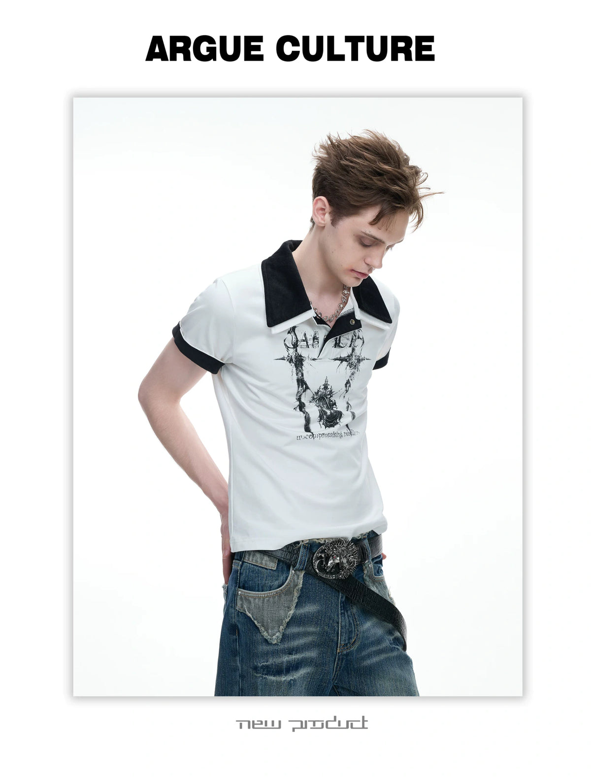 Slim Cotton Piqué Polo Shirt with Double Contrast Collar - detail image 7