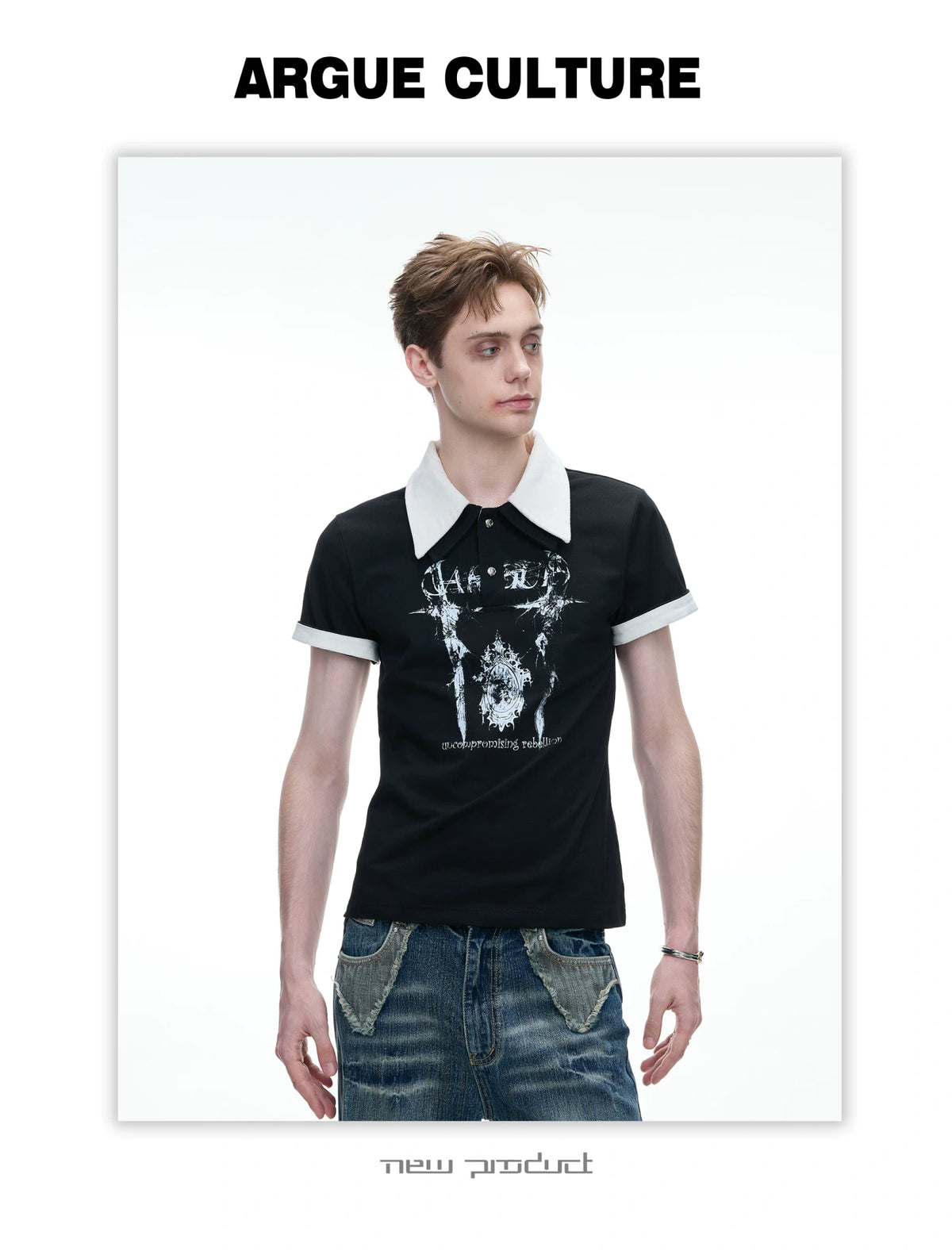 Slim Cotton Piqué Polo Shirt with Double Contrast Collar - detail image 13