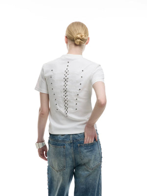 Slim Spine Rivet Embroidered Streetwear T-Shirt - main image 5