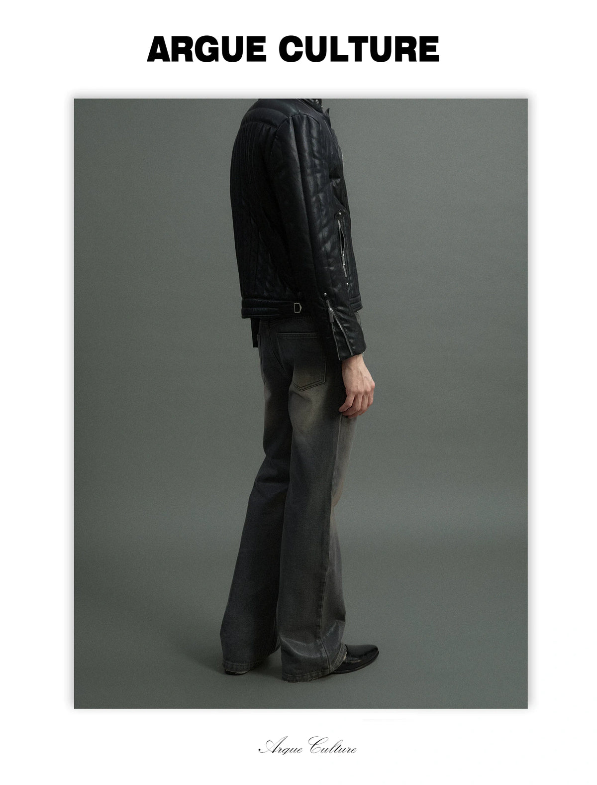 Slim Vertical-Quilted White Duck Down Moto Jacket - detail image 20