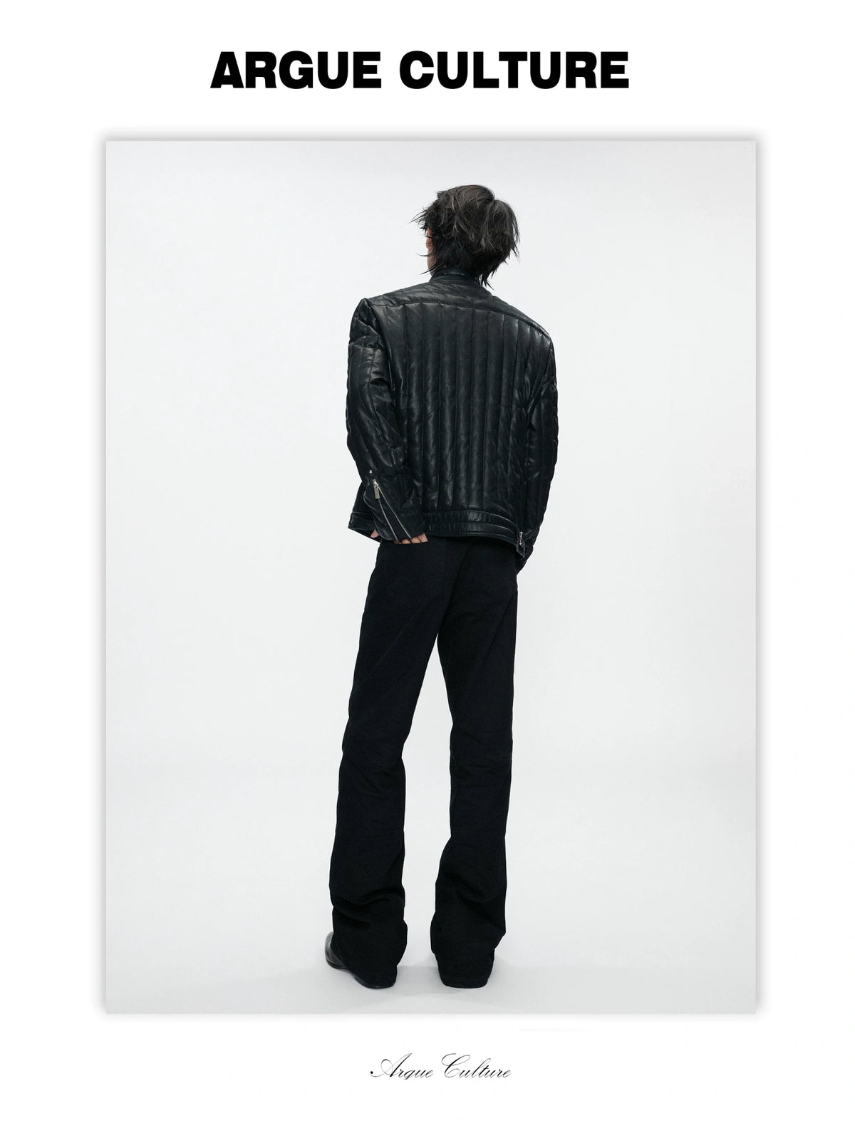 Slim Vertical-Quilted White Duck Down Moto Jacket - detail image 8
