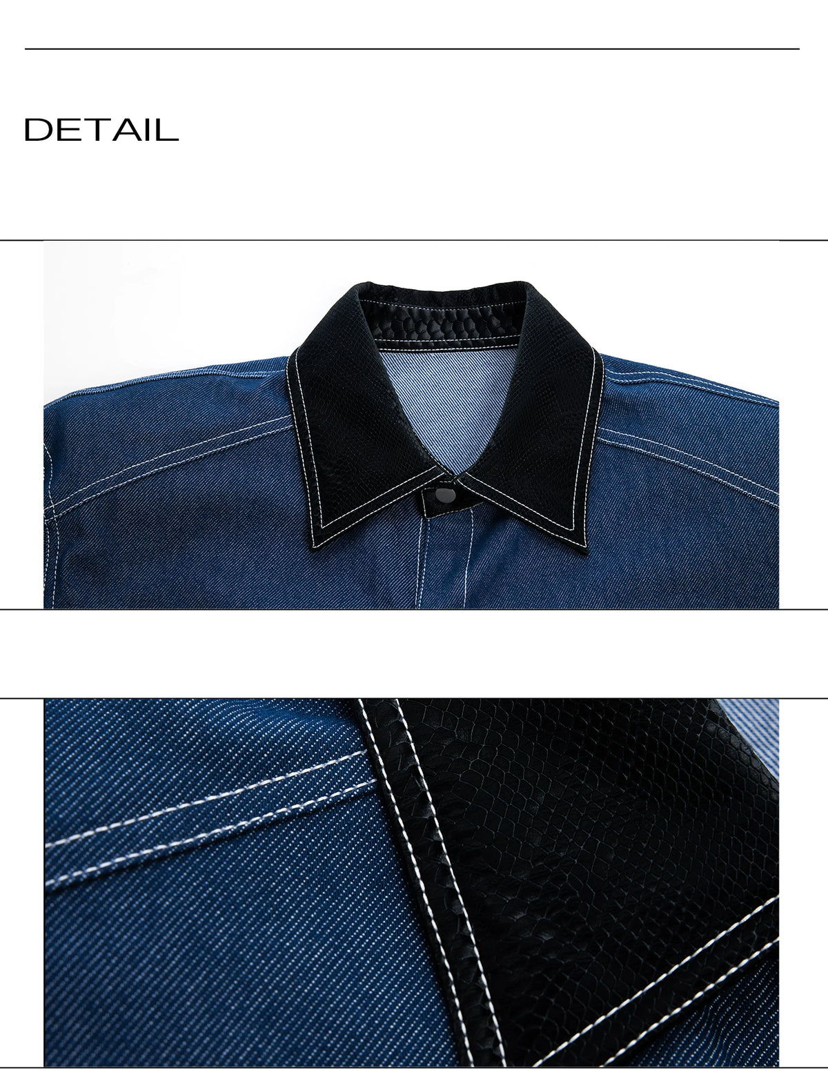 Snake-Panel Short-Sleeve Shirt & Pants Set in Blue - detail image 17