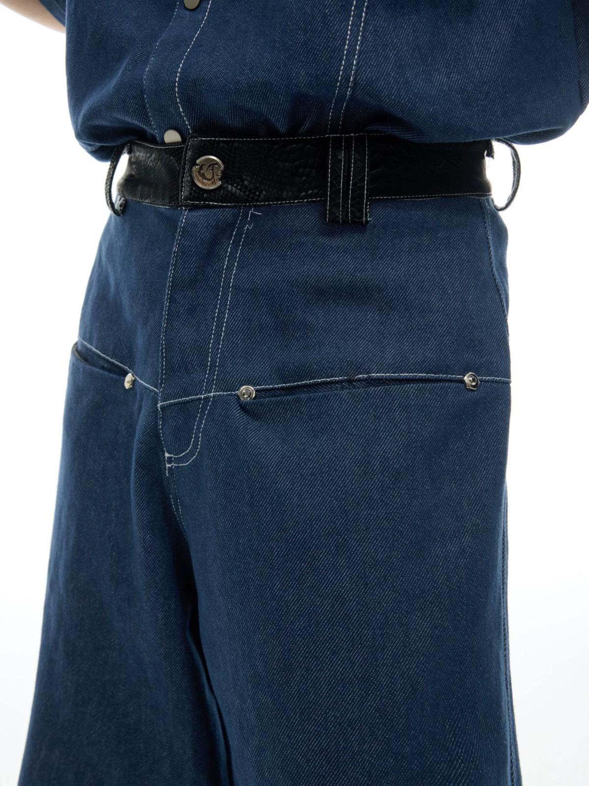 Snake-Panel Short-Sleeve Shirt & Pants Set in Blue - main image 3