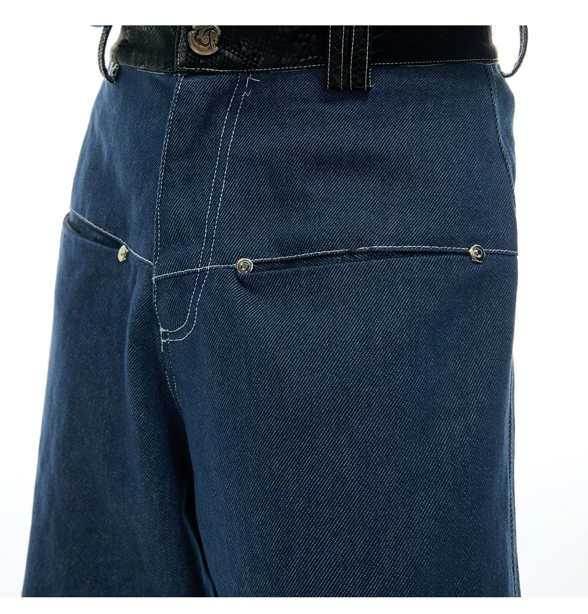 Snake-Panel Short-Sleeve Shirt & Pants Set in Blue - detail image 4