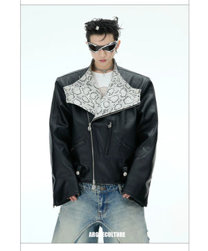 desc::snake-skin-deconstructed-cropped-pu-leather-moto-jacket-detail-img-14