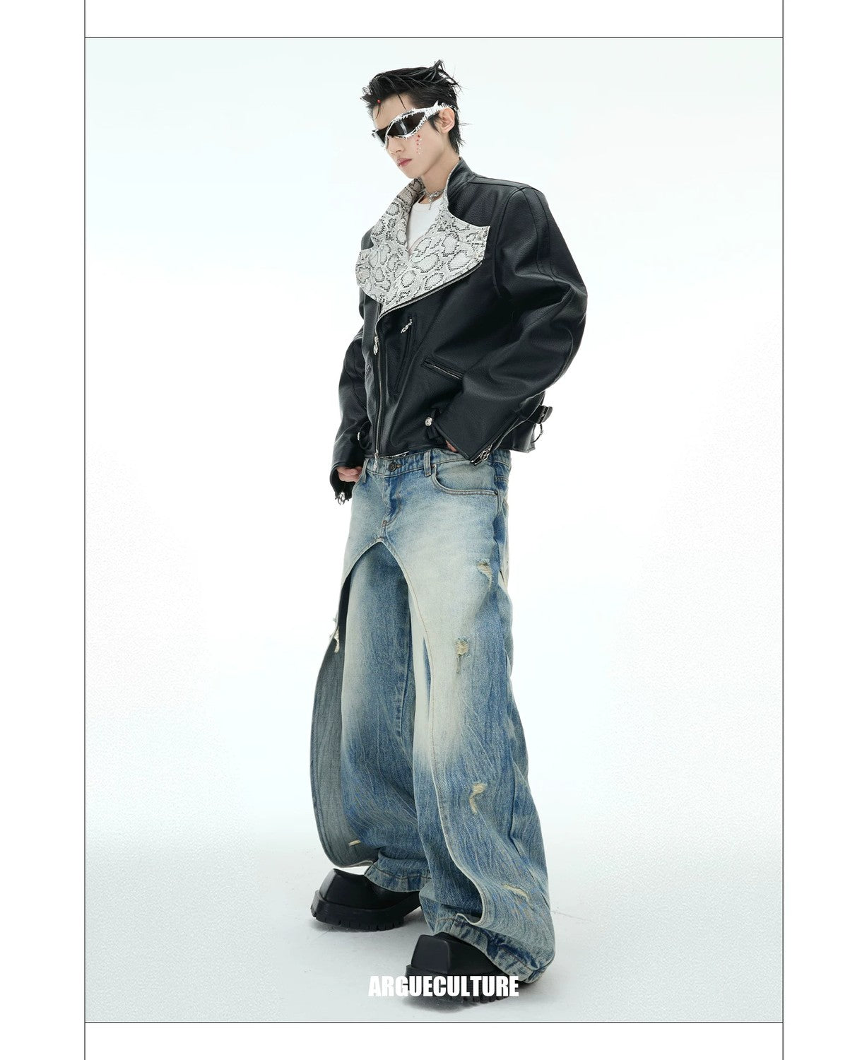 desc::snake-skin-deconstructed-cropped-pu-leather-moto-jacket-detail-img-20