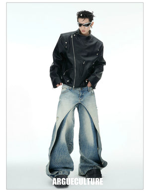 desc::snake-skin-deconstructed-cropped-pu-leather-moto-jacket-detail-img-5