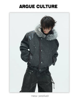 desc::snow-wolf-reversible-faux-fur-leather-padded-jacket-detail-img-11