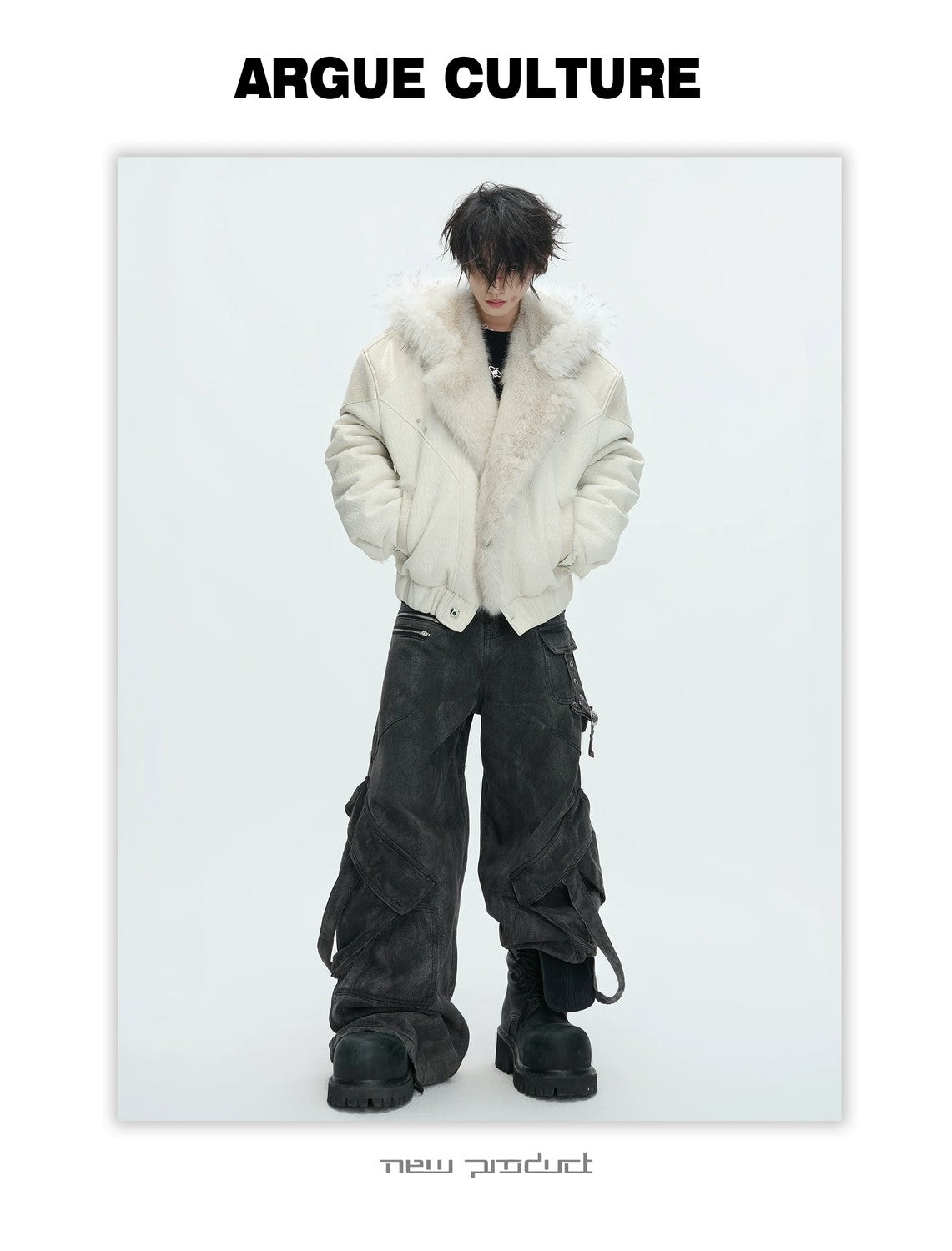 desc::snow-wolf-reversible-faux-fur-leather-padded-jacket-detail-img-17