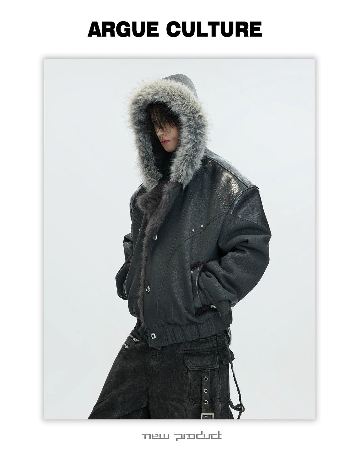 desc::snow-wolf-reversible-faux-fur-leather-padded-jacket-detail-img-20