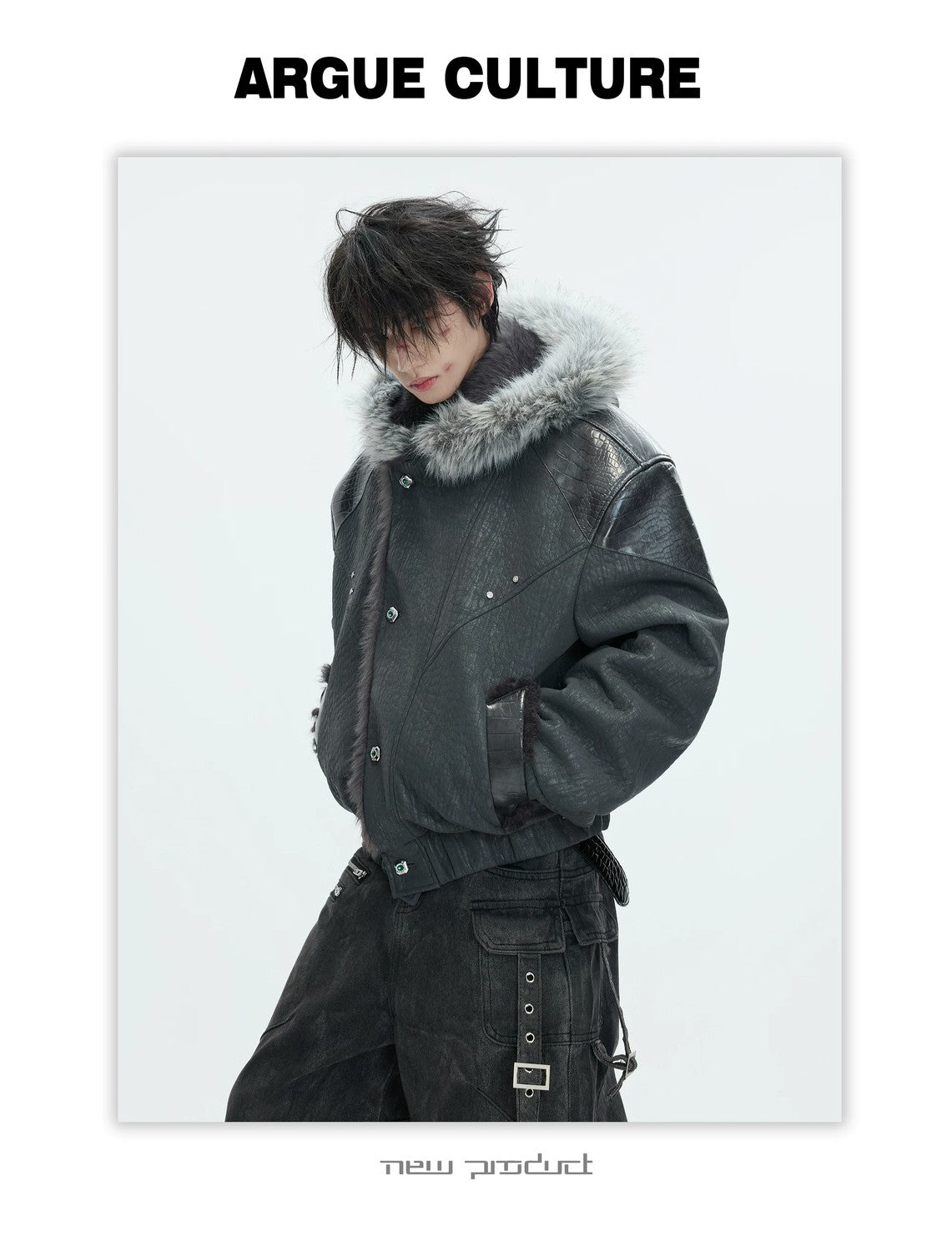 desc::snow-wolf-reversible-faux-fur-leather-padded-jacket-detail-img-9