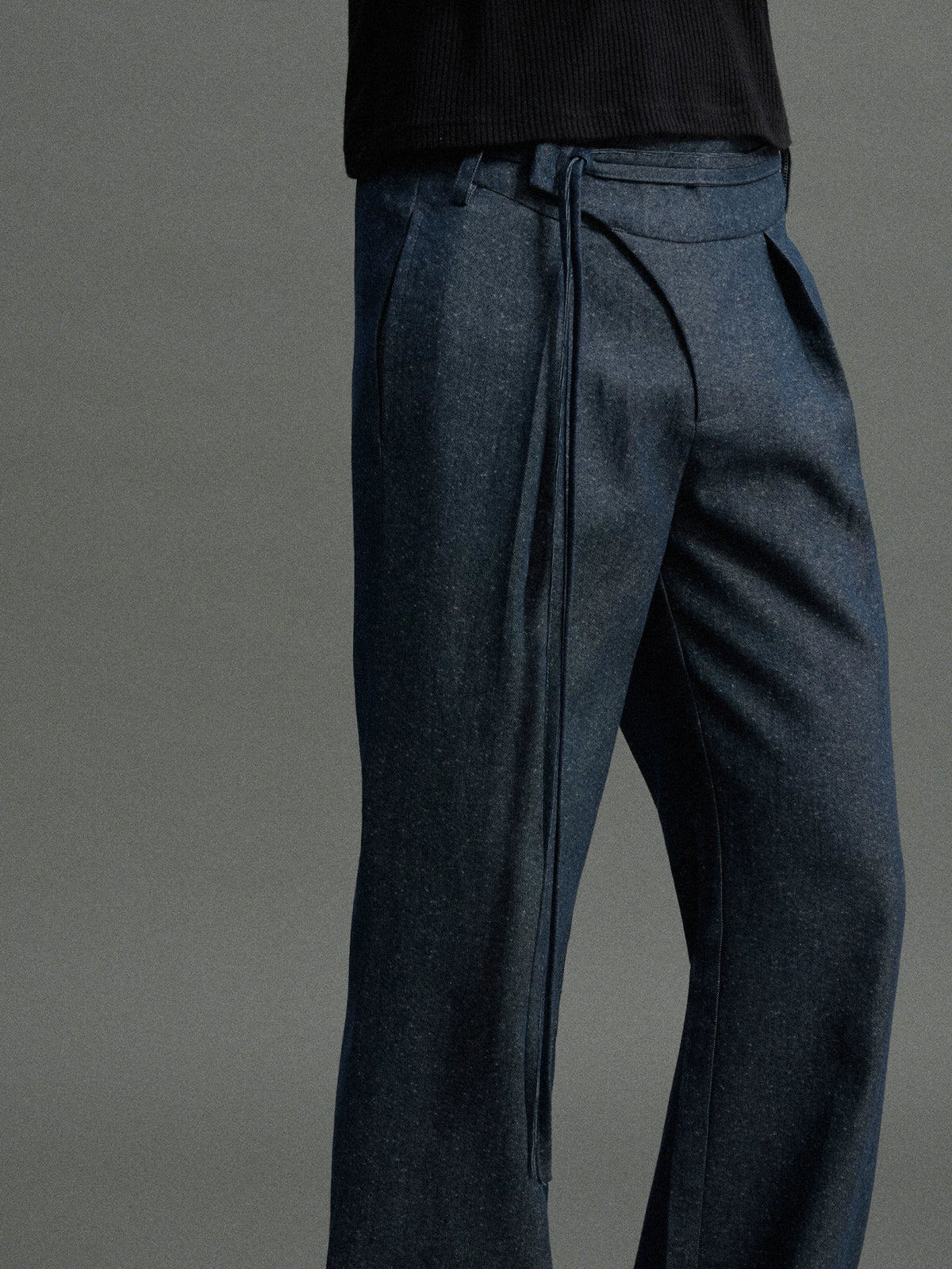 Snowflake Denim Straight-Leg Drawstring Trousers Blue - main image 3