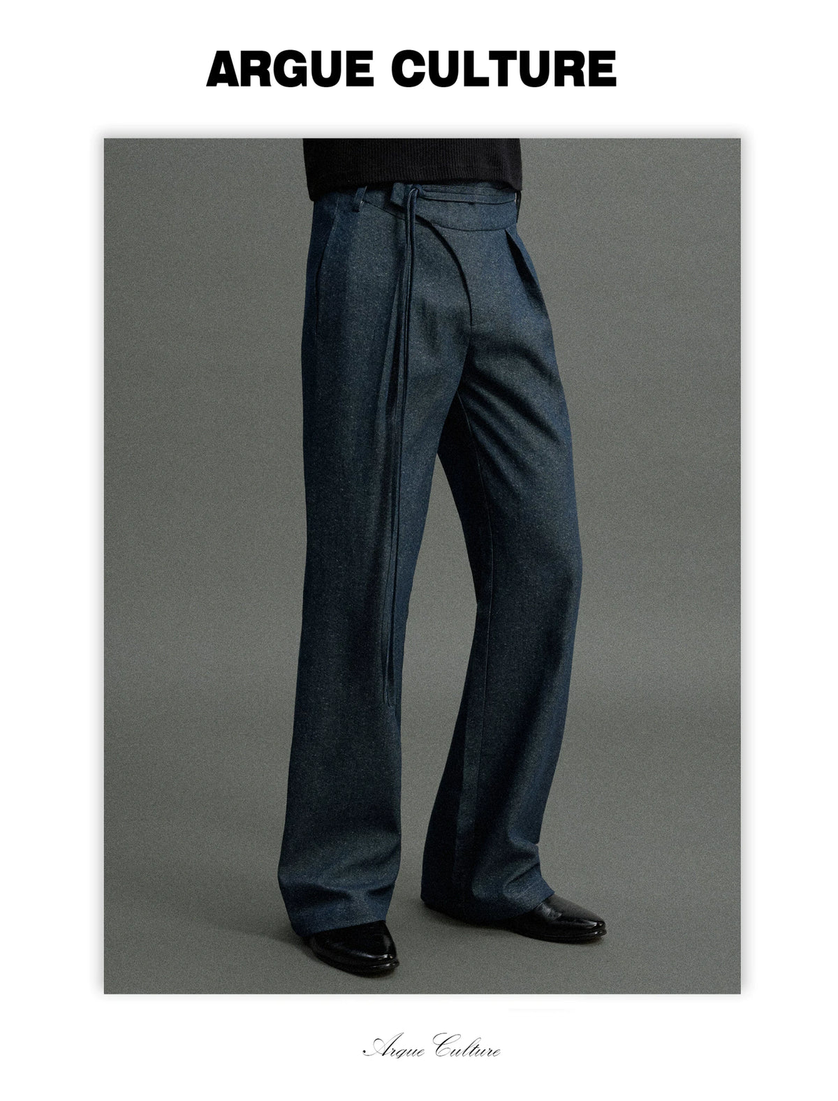 Snowflake Denim Straight-Leg Drawstring Trousers Blue - detail image 6