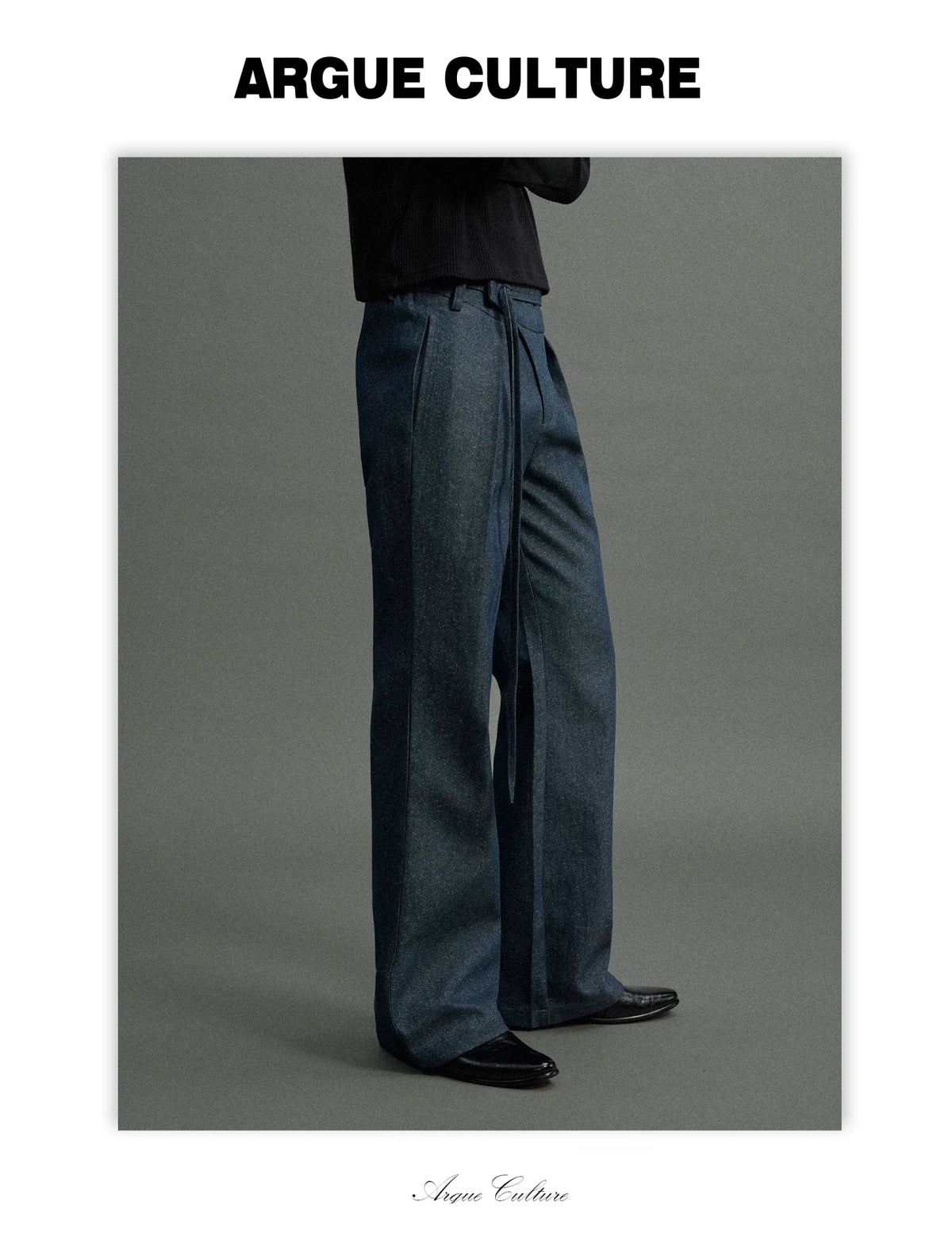 Snowflake Denim Straight-Leg Drawstring Trousers Blue - detail image 7