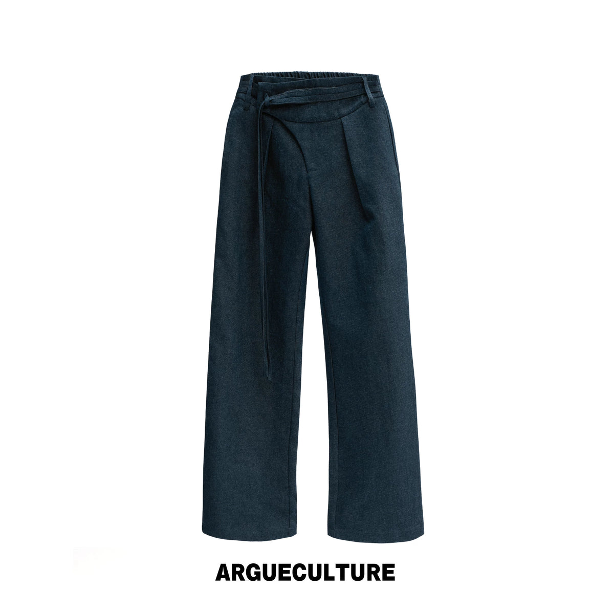Snowflake Denim Straight-Leg Drawstring Trousers Blue - Denim Blue