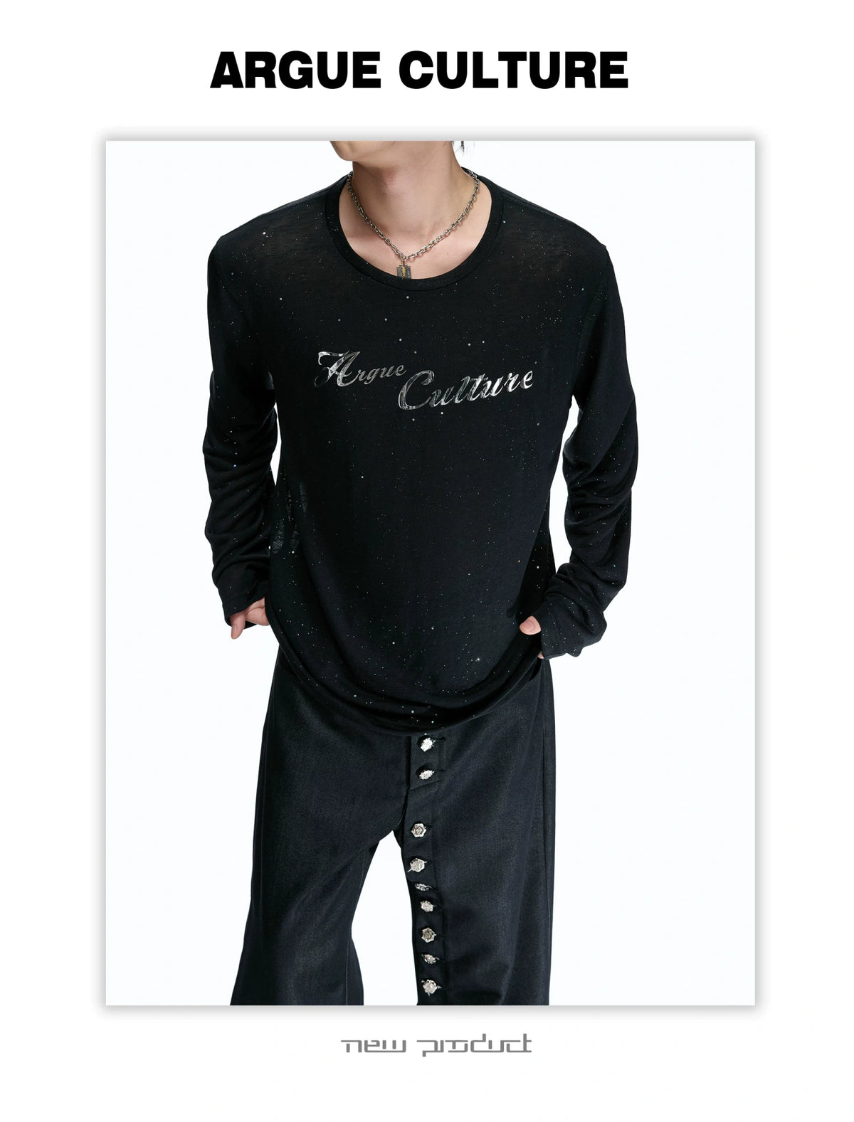 Speckled Metallic Print Long-Sleeve T-Shirt | Unisex - detail image 10