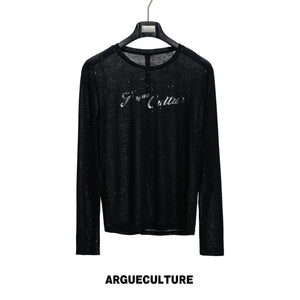 Speckled Metallic Print Long-Sleeve T-Shirt | Unisex - Black
