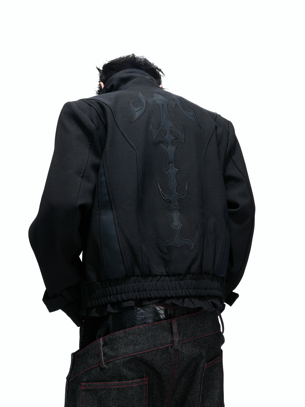 Spine Embroidered Cropped Jacket with Detachable Hem - main image 5
