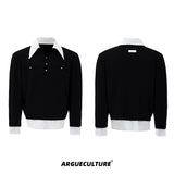 spliced-fake-two-piece-knit-sweater-with-contrast-lapel-black