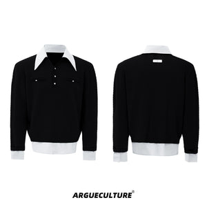 spliced-fake-two-piece-knit-sweater-with-contrast-lapel-black