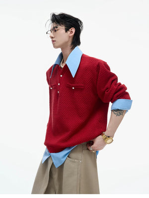 desc::spliced-fake-two-piece-knit-sweater-with-contrast-lapel-detail-img-4