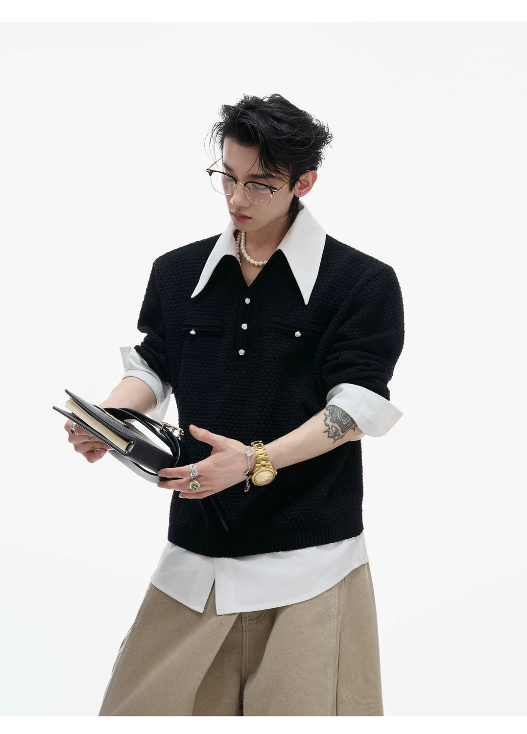 desc::spliced-fake-two-piece-knit-sweater-with-contrast-lapel-detail-img-6