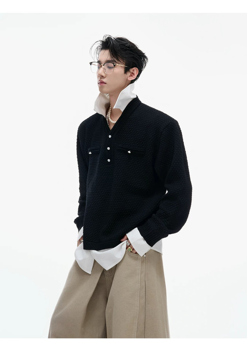 desc::spliced-fake-two-piece-knit-sweater-with-contrast-lapel-detail-img-8