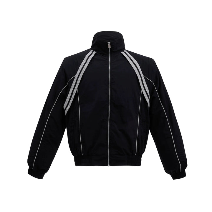 Sporty Racing Stripe Color Block Loose Fit Track Suit with Deconstructed Design - ArguE CulturE