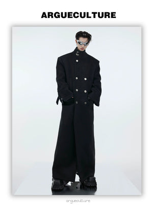 desc::stand-collar-metal-buckle-long-wool-coat-detail-img-5