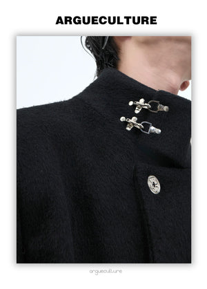 desc::stand-collar-metal-buckle-long-wool-coat-detail-img-6