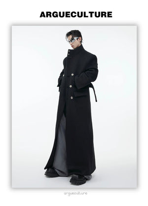 desc::stand-collar-metal-buckle-long-wool-coat-detail-img-9