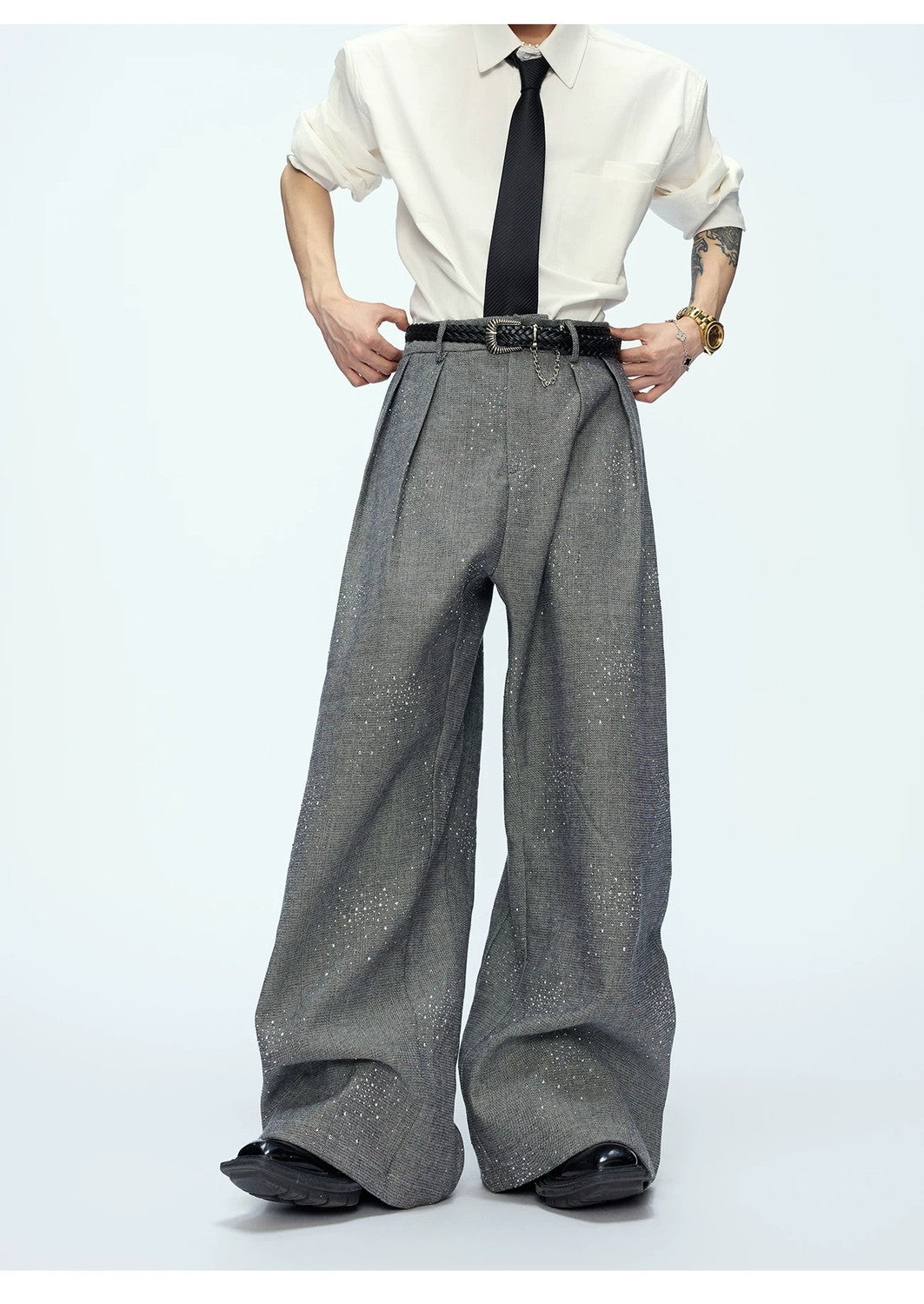 desc::star-rhinestone-cropped-jacket-wide-leg-pants-set-detail-img-10