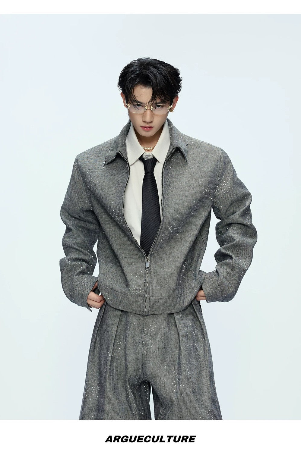 desc::star-rhinestone-cropped-jacket-wide-leg-pants-set-detail-img-13