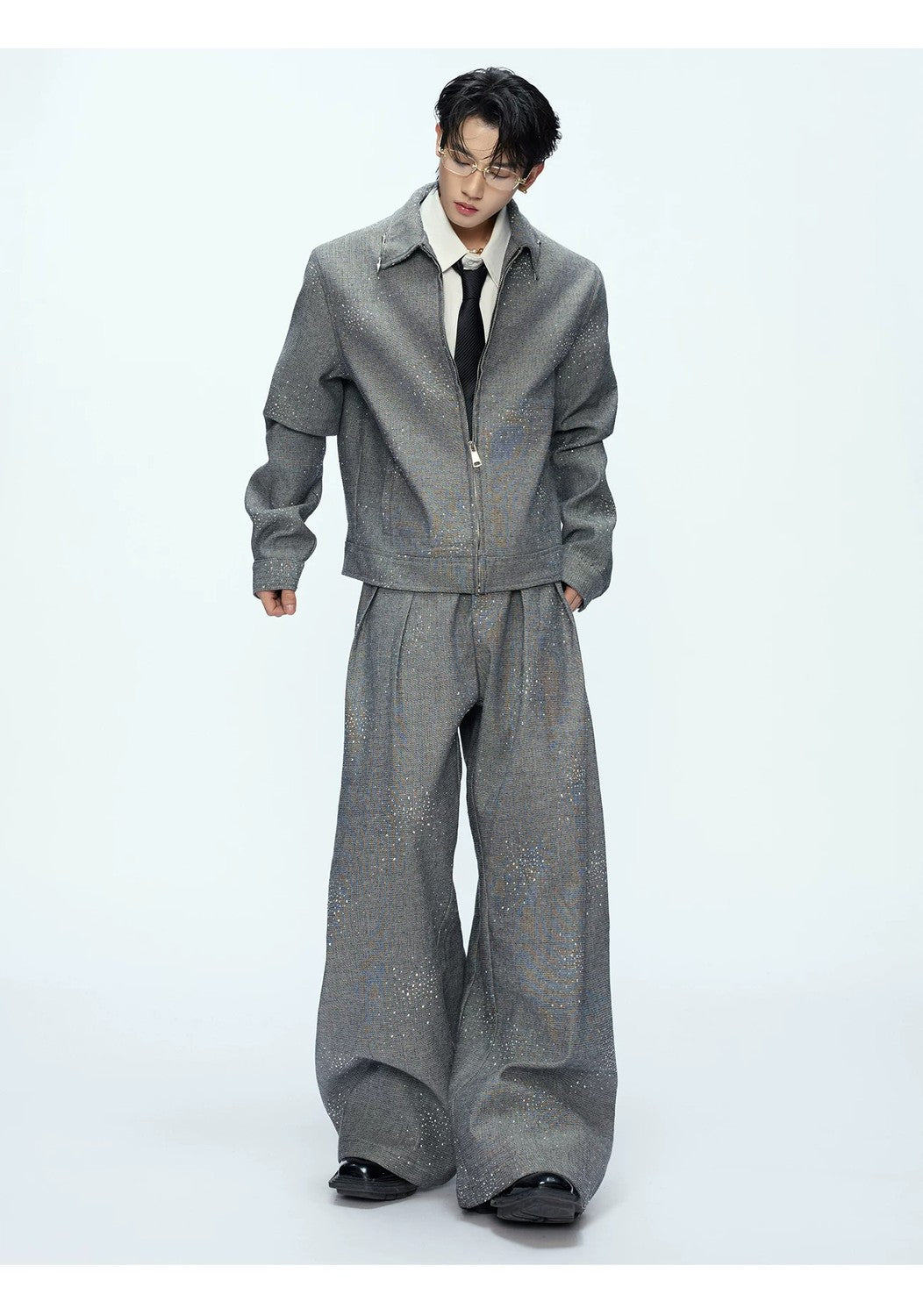 desc::star-rhinestone-cropped-jacket-wide-leg-pants-set-detail-img-7