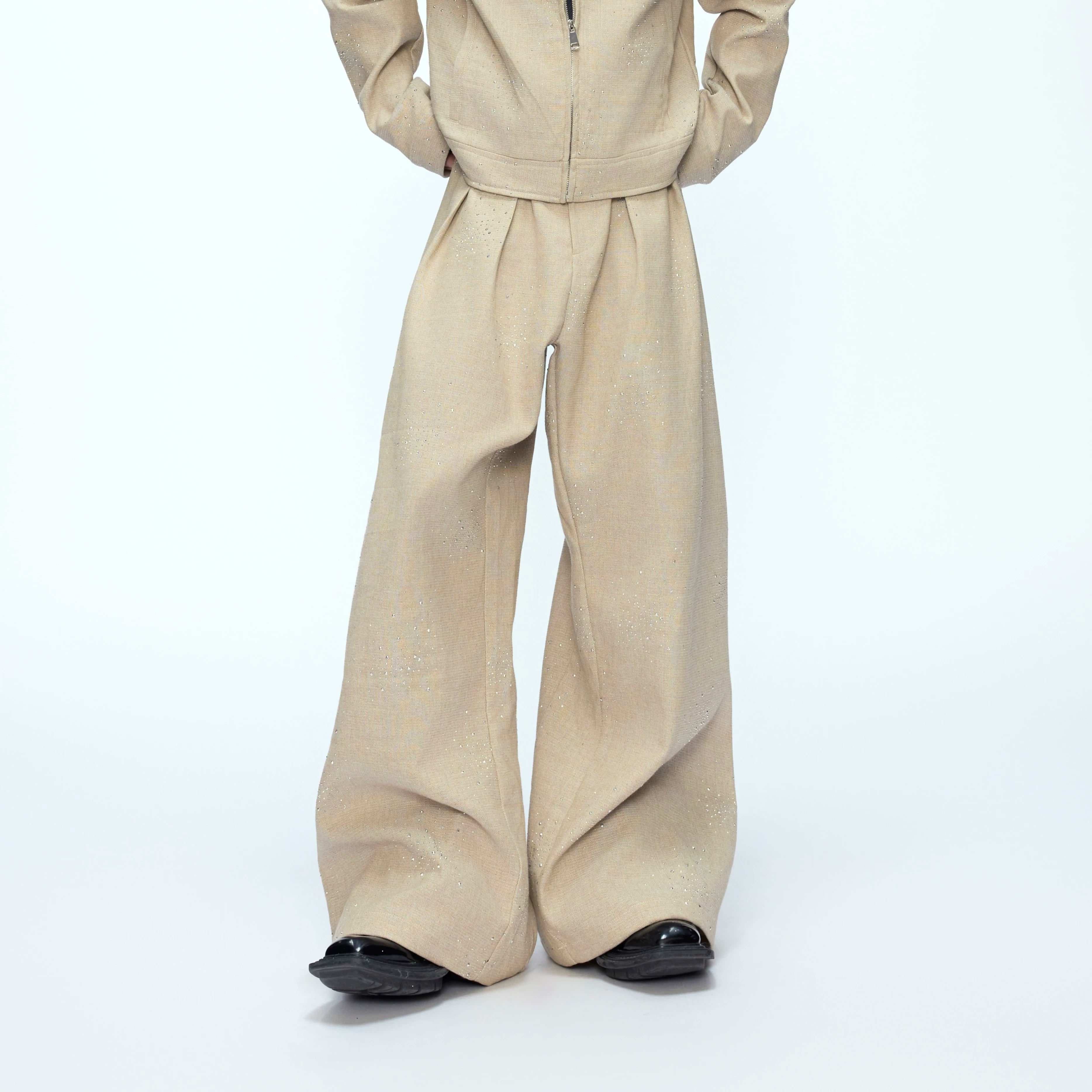 star-rhinestone-cropped-jacket-wide-leg-pants-set-gray-top